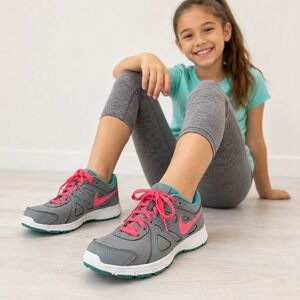 Nike Revolution 2 GS Kids Running Shoes Grey Pink Teal Low 555090-008 5Y School